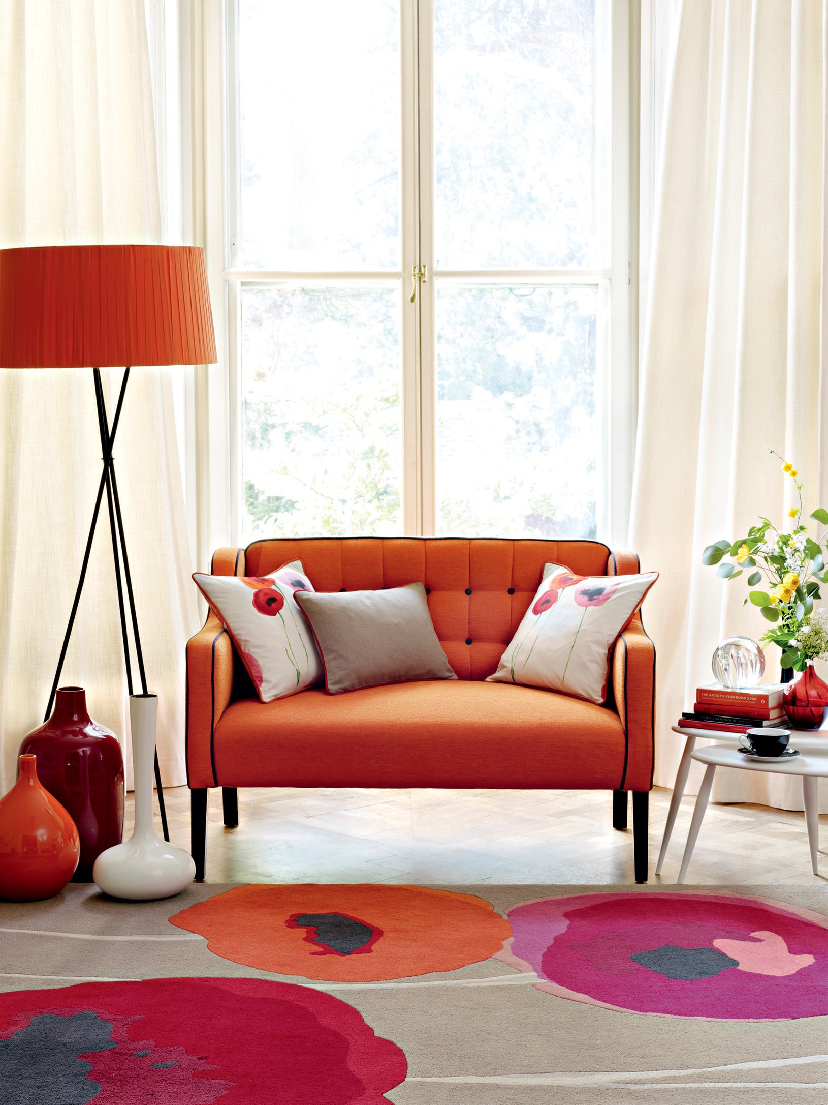 Sanderson Poppies Red/Orange 45700 Custom