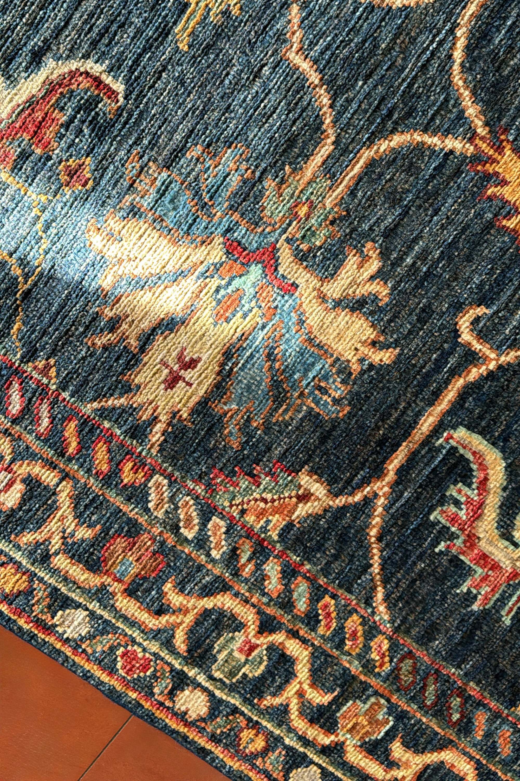 Navy Shall Handknotted Runner
