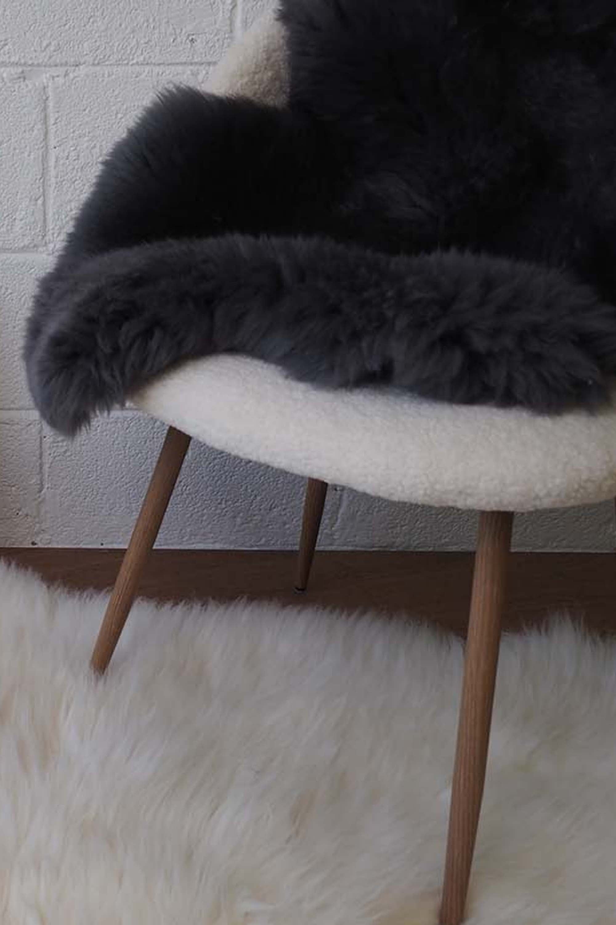 Irish dark grey sheepskin rug