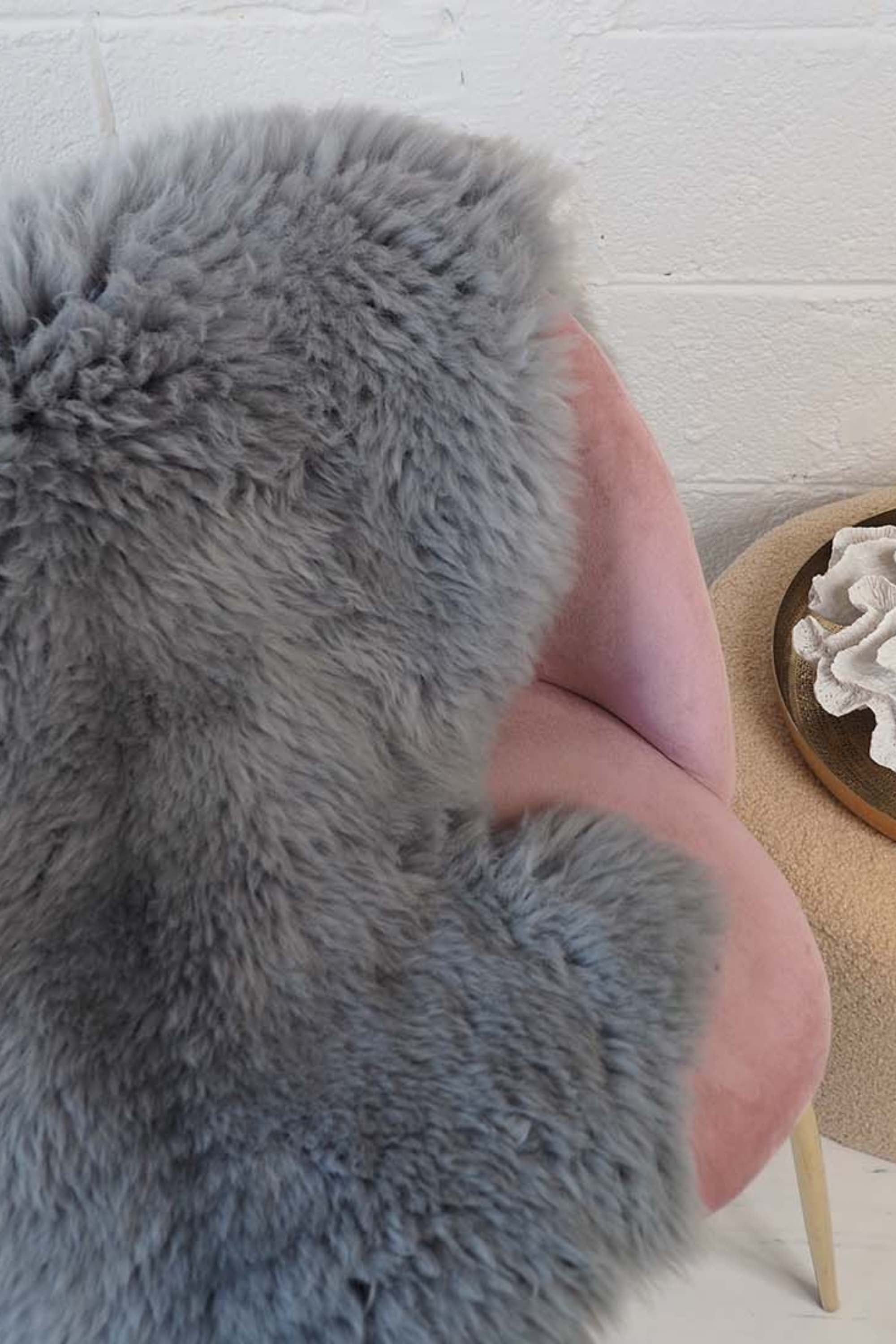 Irish light grey sheepskin rug