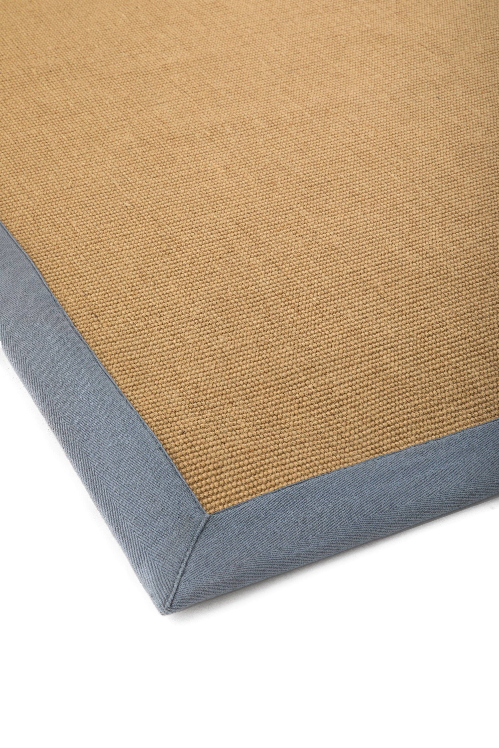 Sisal runner with blue linen border