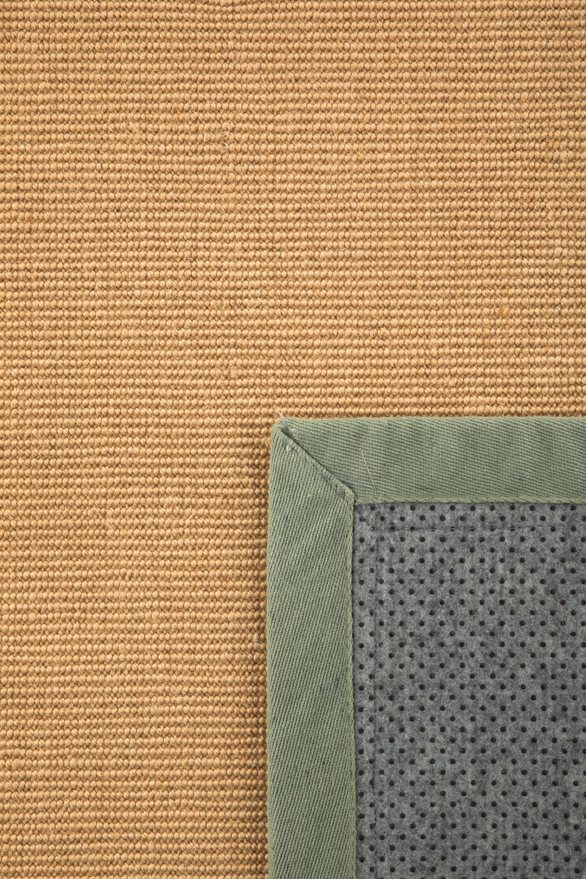 Sisal runner with green linen border
