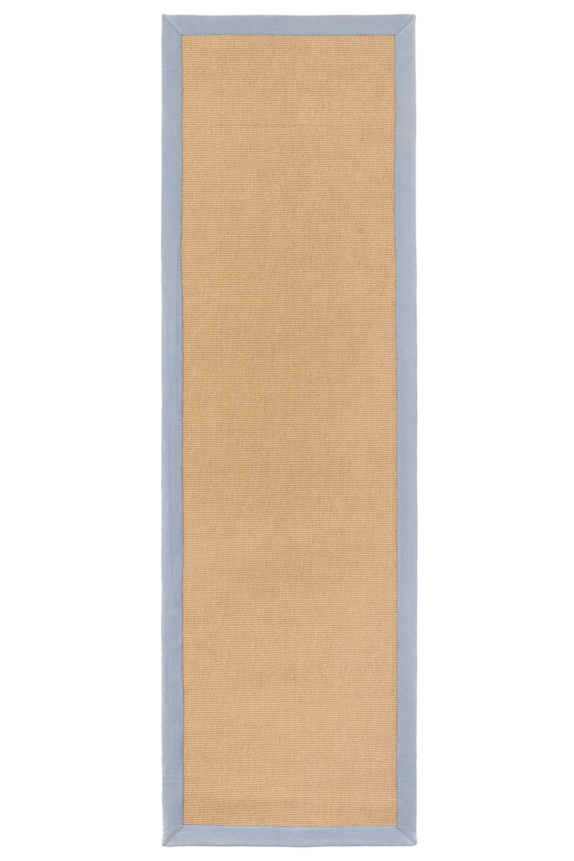 Sisal runner with blue linen border