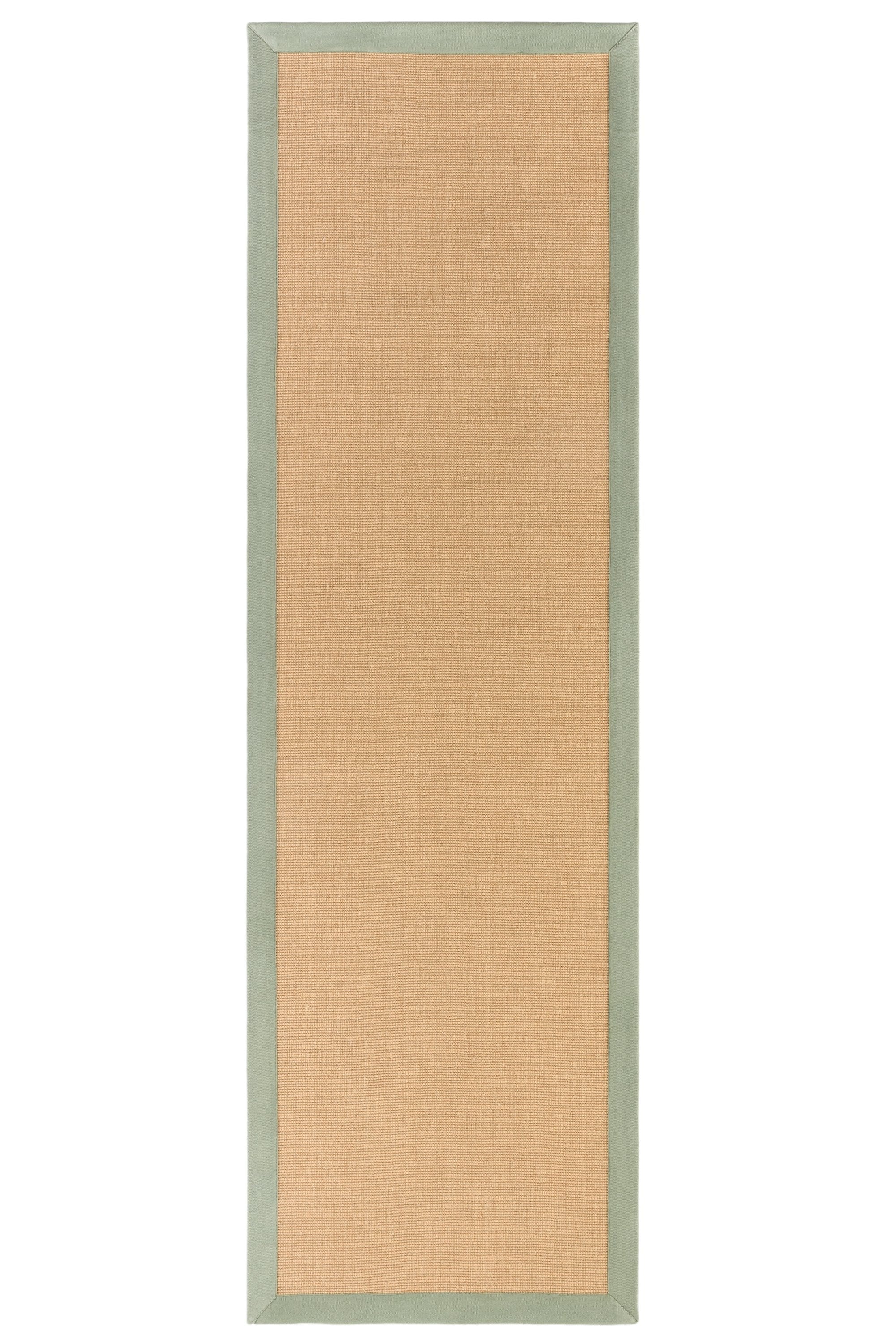 Sisal runner with green linen border