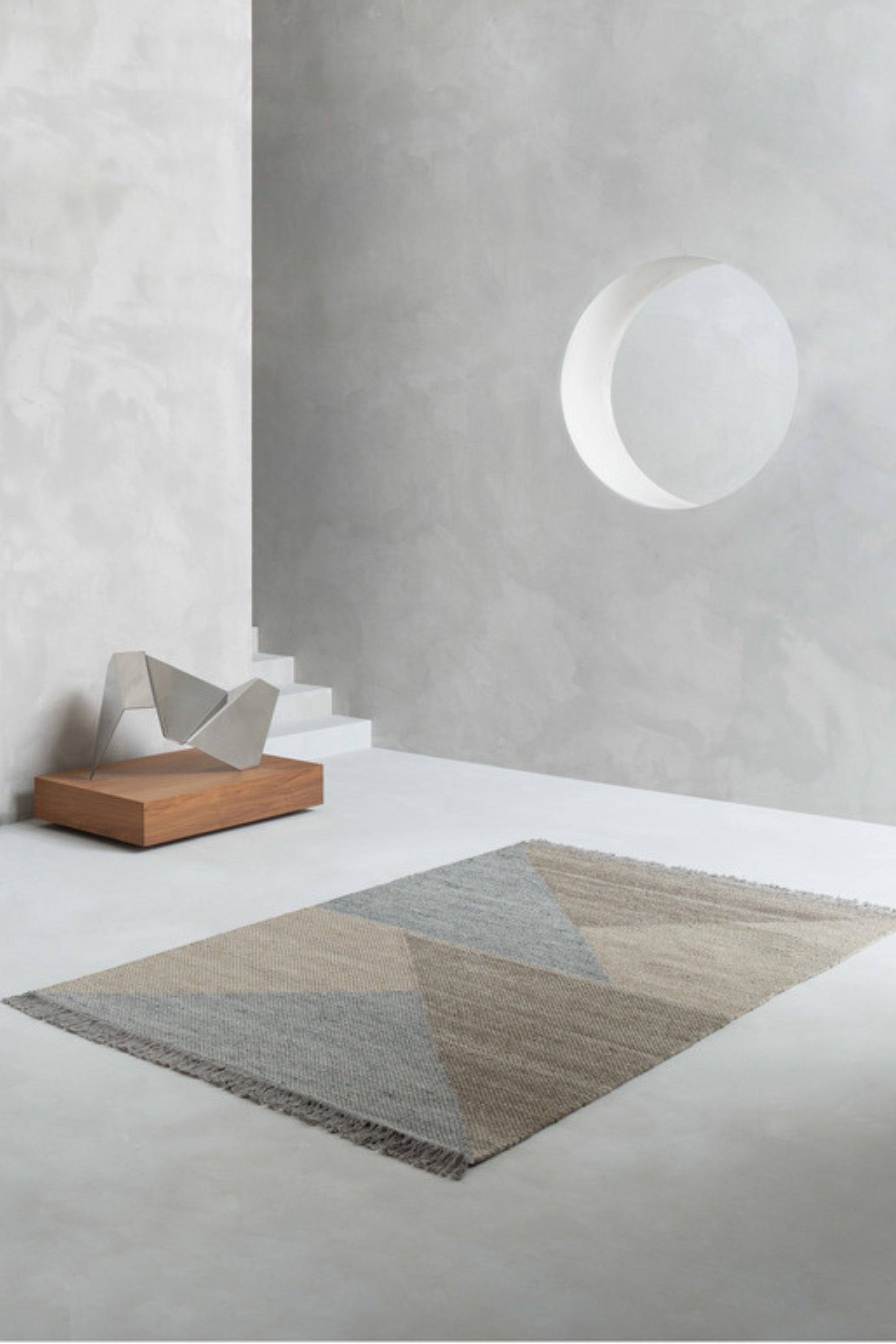 Geometric multicolour wool rug