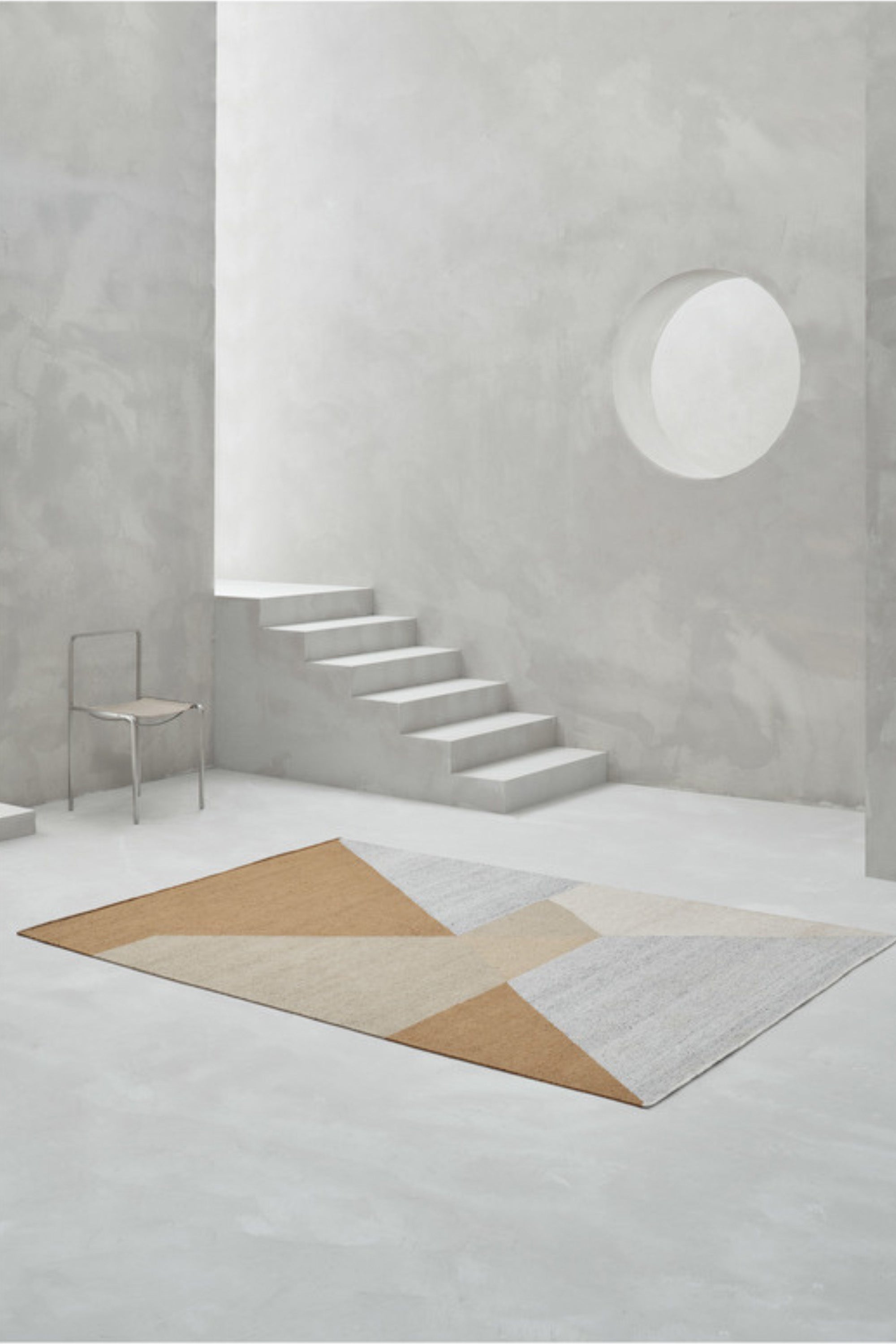 Geometric multicolour wool/viscose rug
