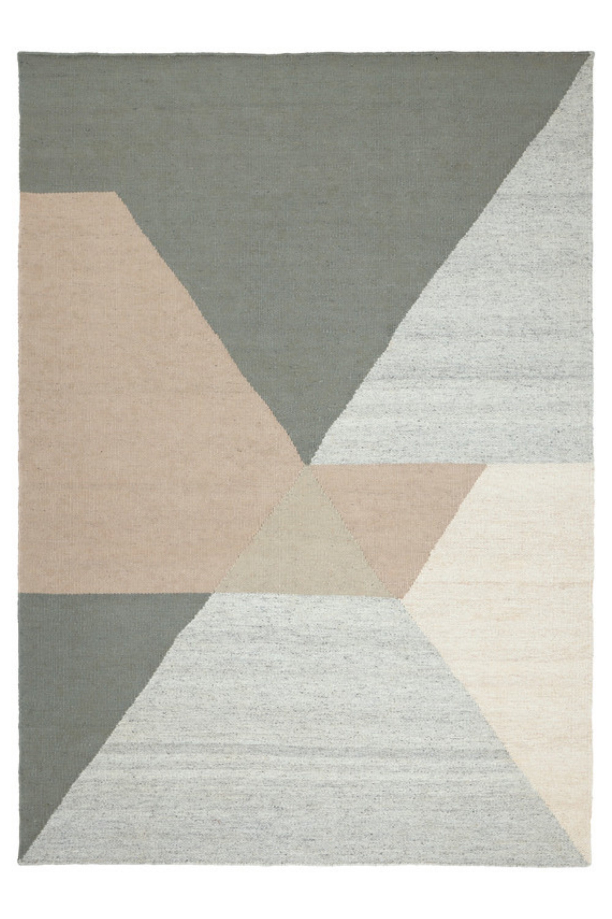 Geometric multicolour wool/viscose rug