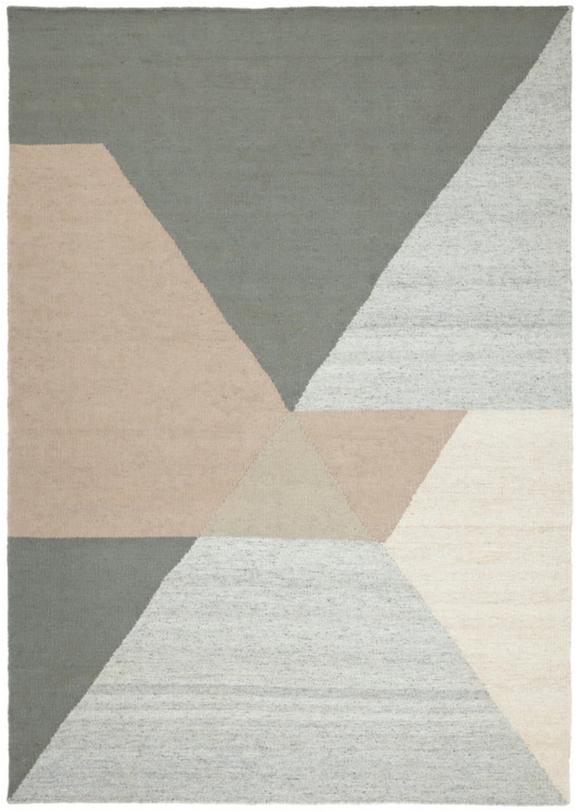 Geometric multicolour wool/viscose rug