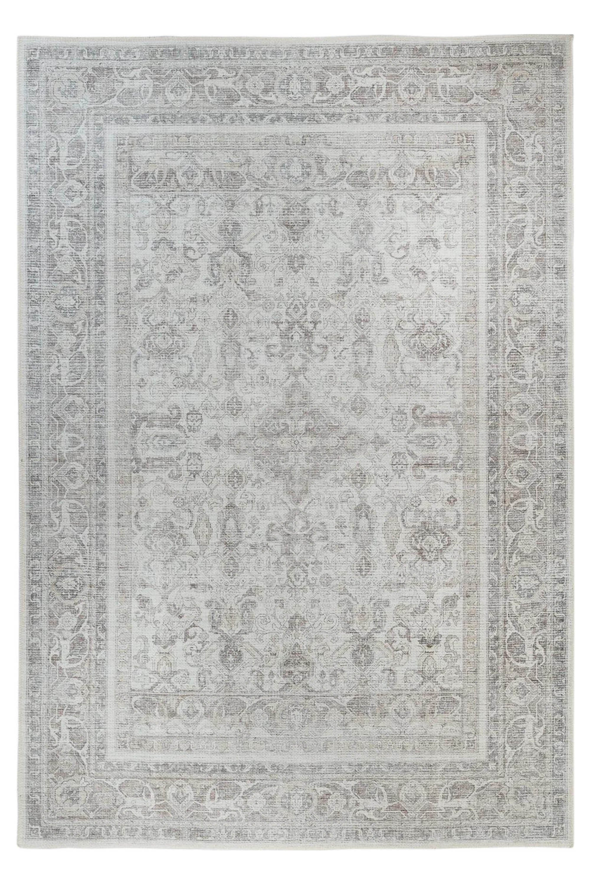 Bordered grey vintage style rug