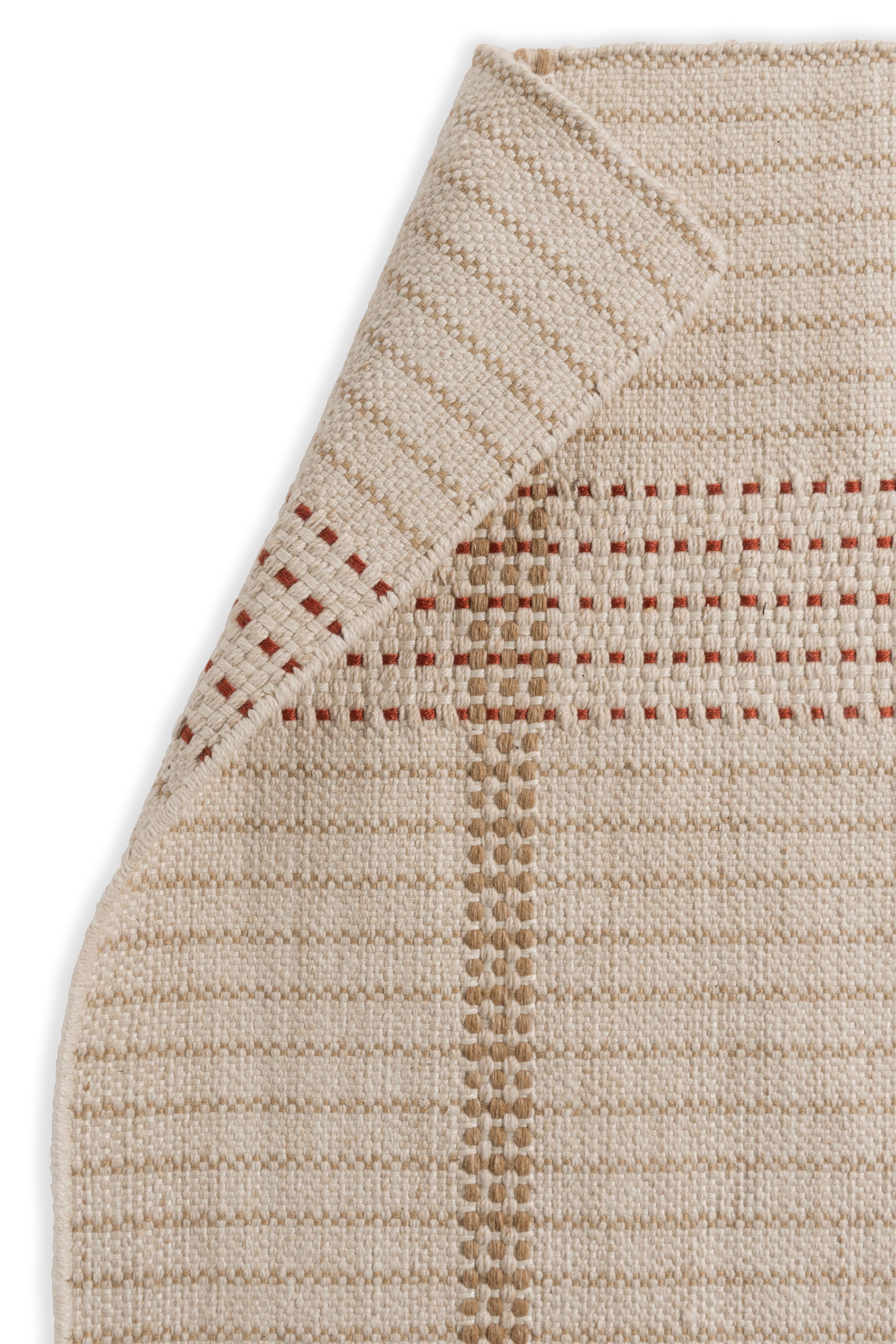 Modern beige geometric rug with brown pattern