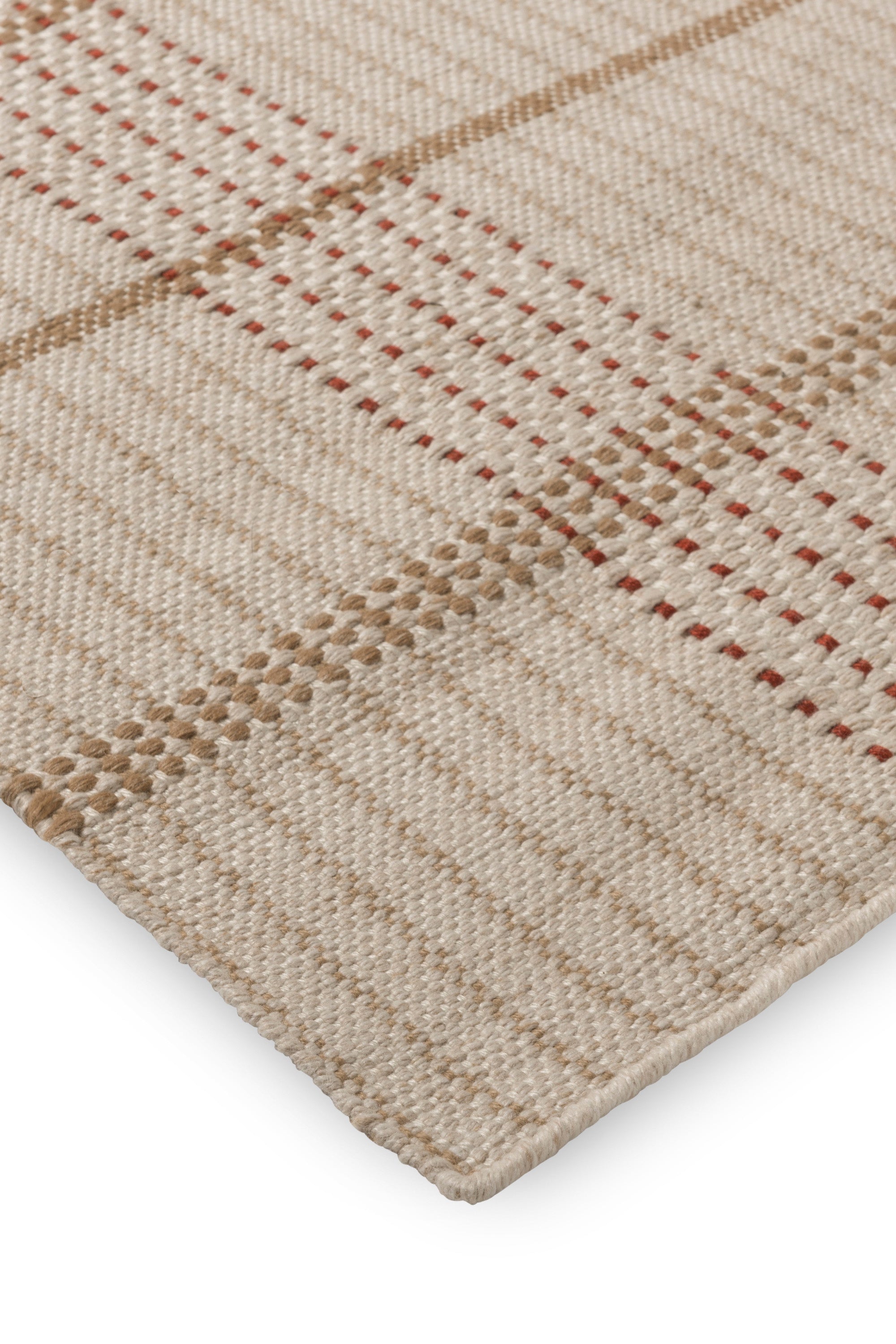 Modern beige geometric rug with brown pattern