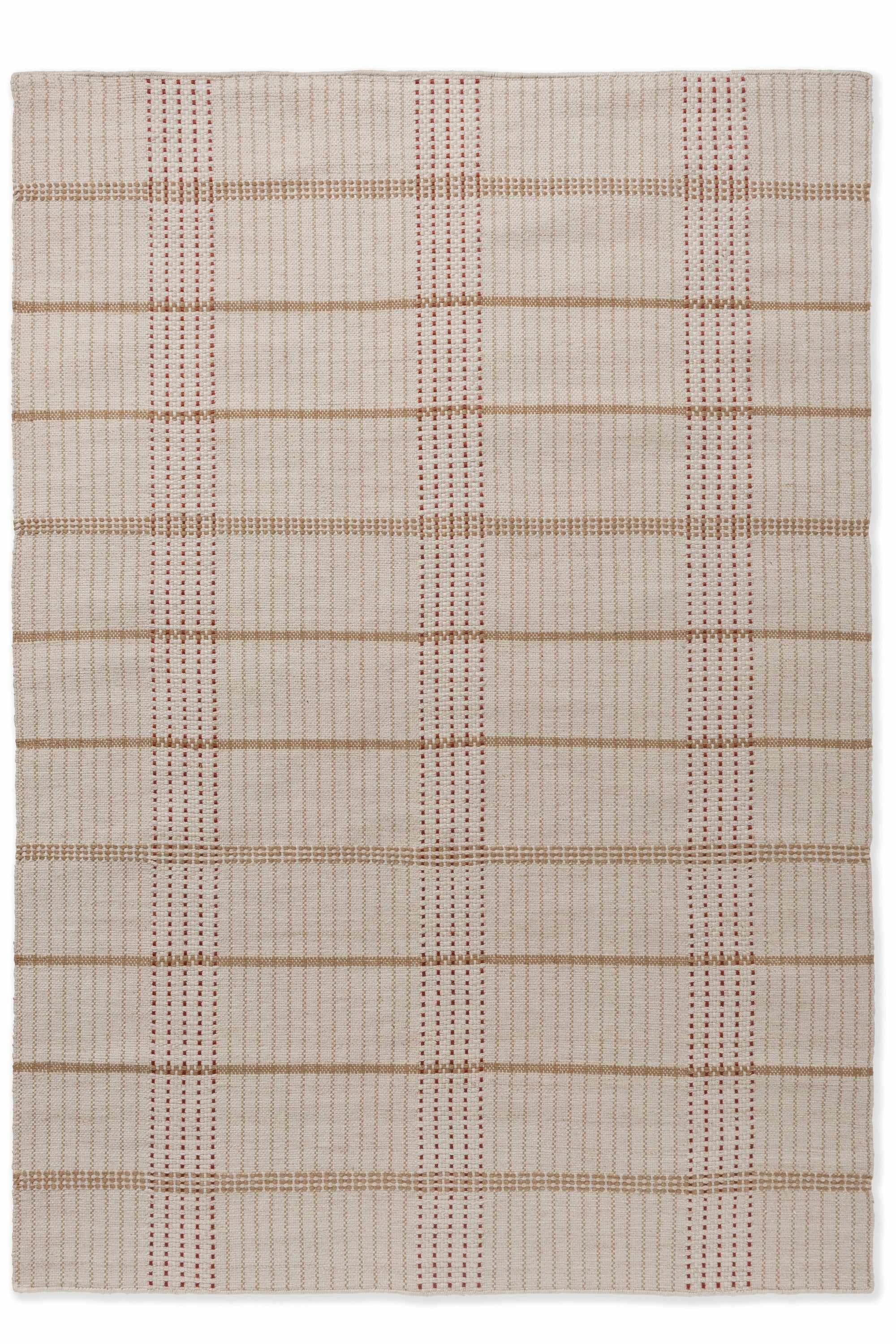 Modern beige geometric rug with brown pattern