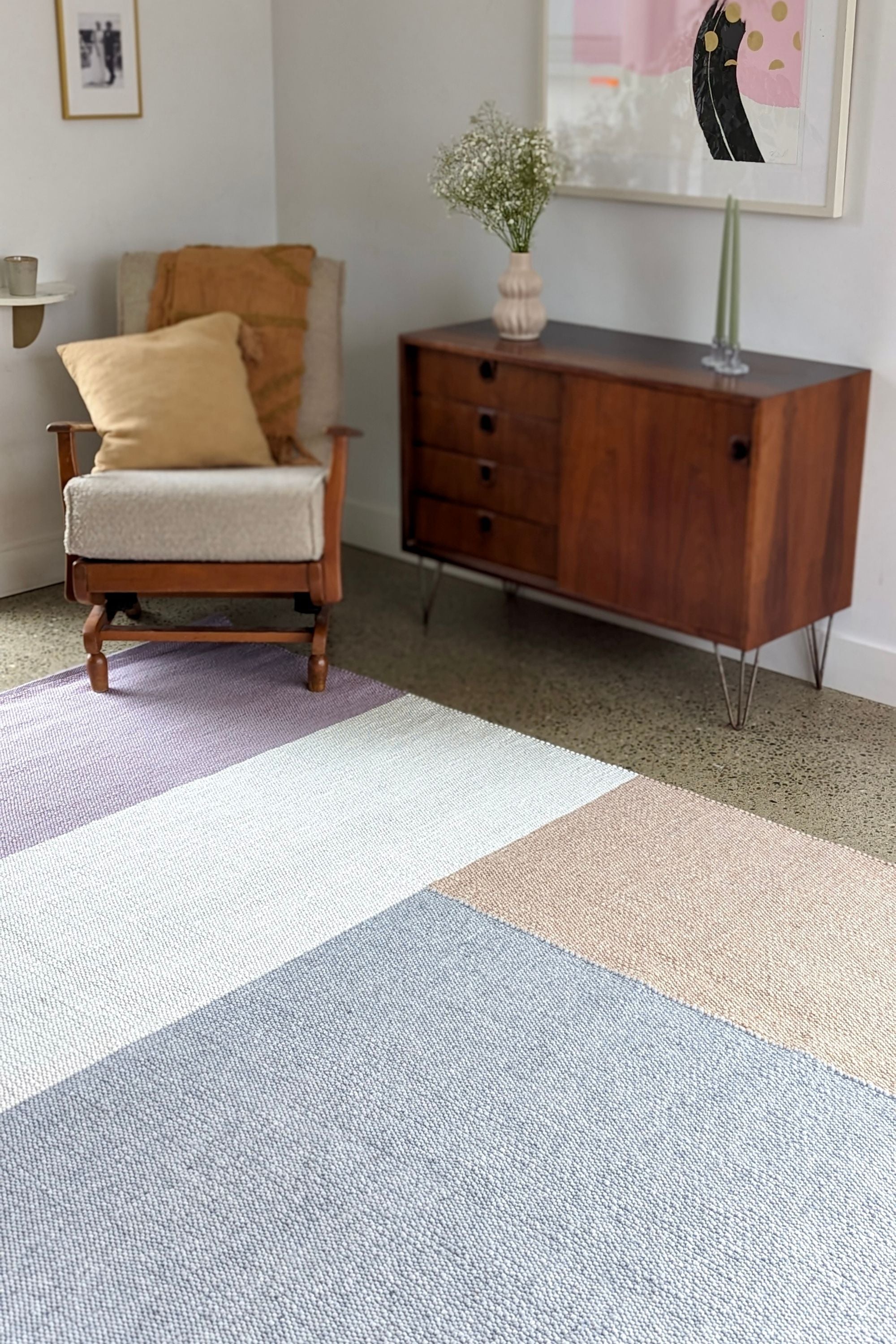 Modern multicolour plain geometric rug