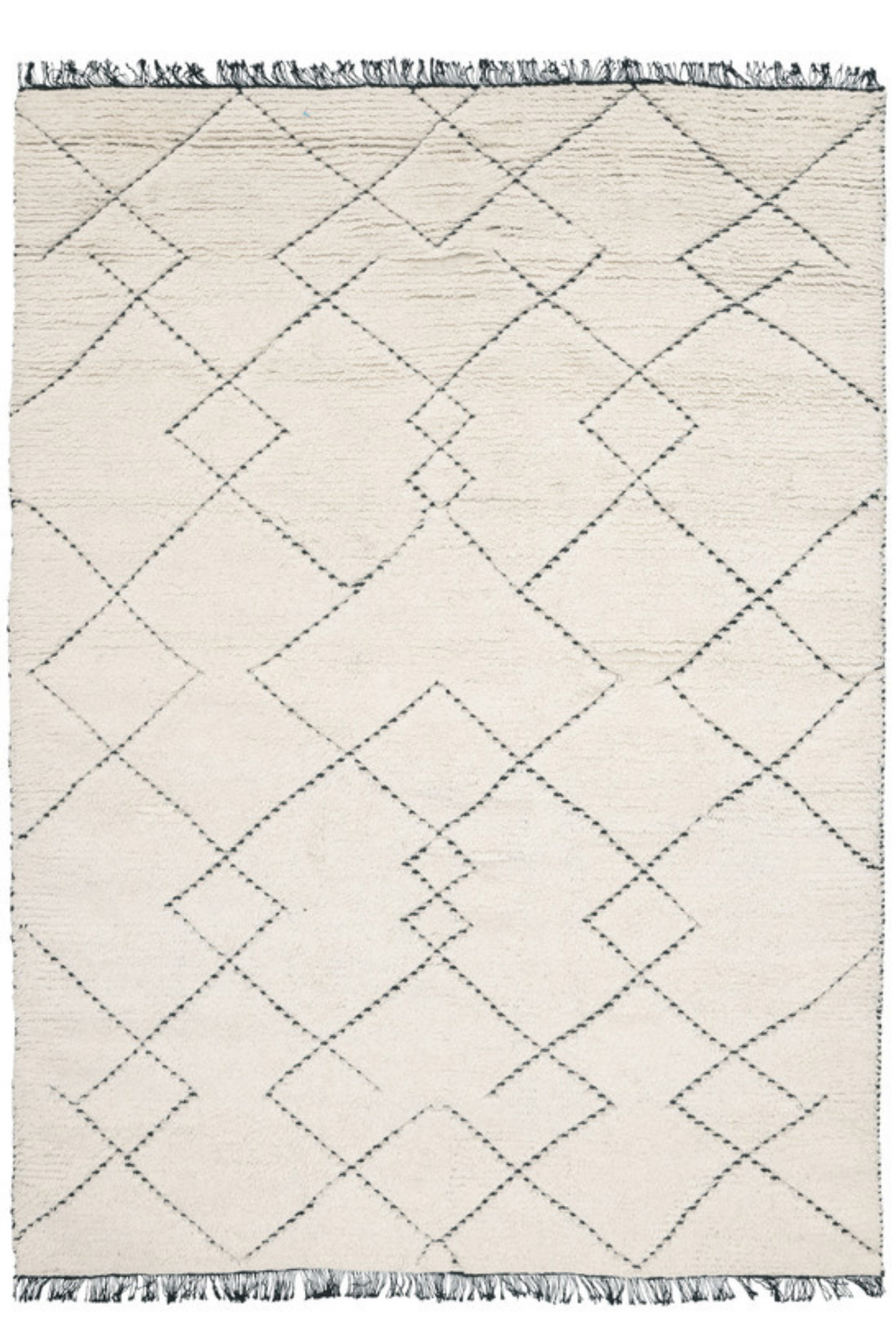 Geometric cream wool rug
