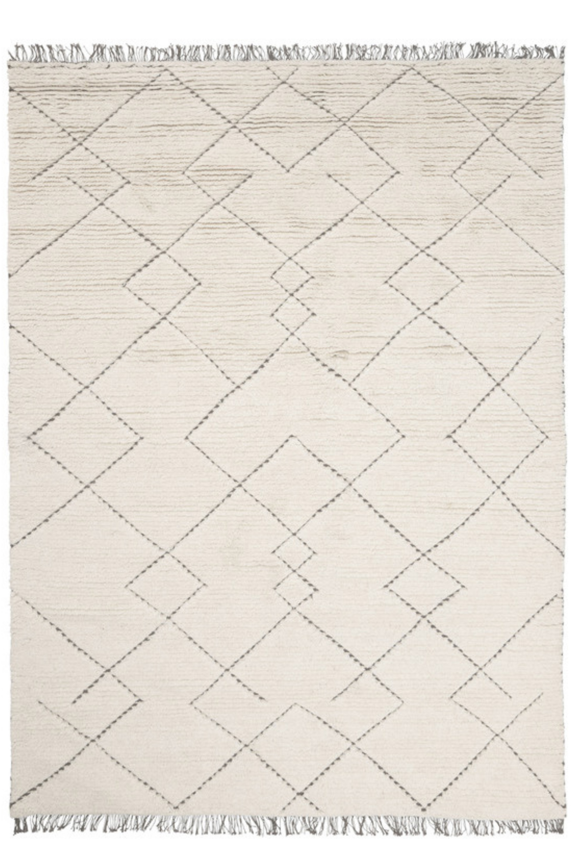 Geometric cream wool rug