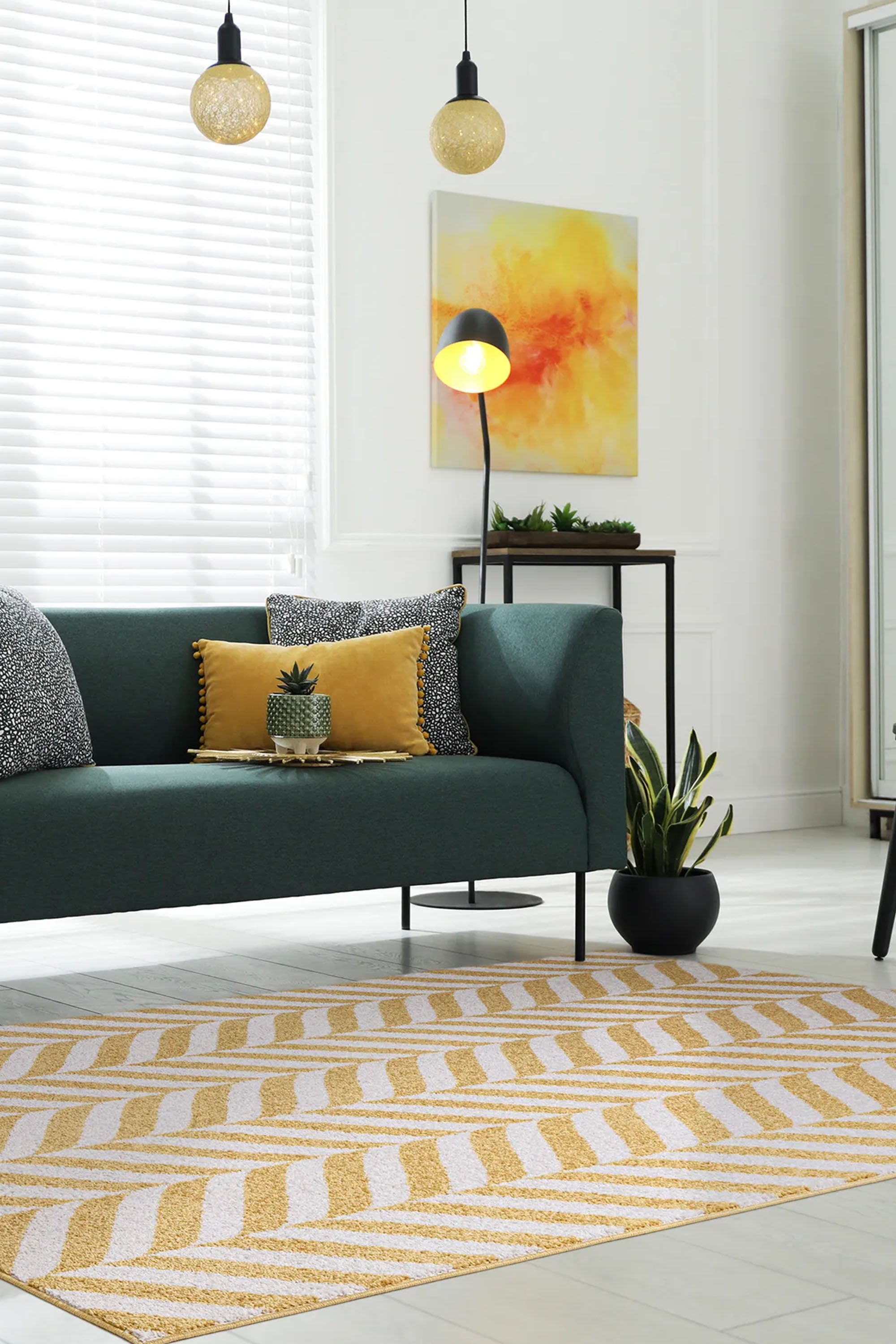 Muse Yellow Chevron Flatweave MU08 Rug