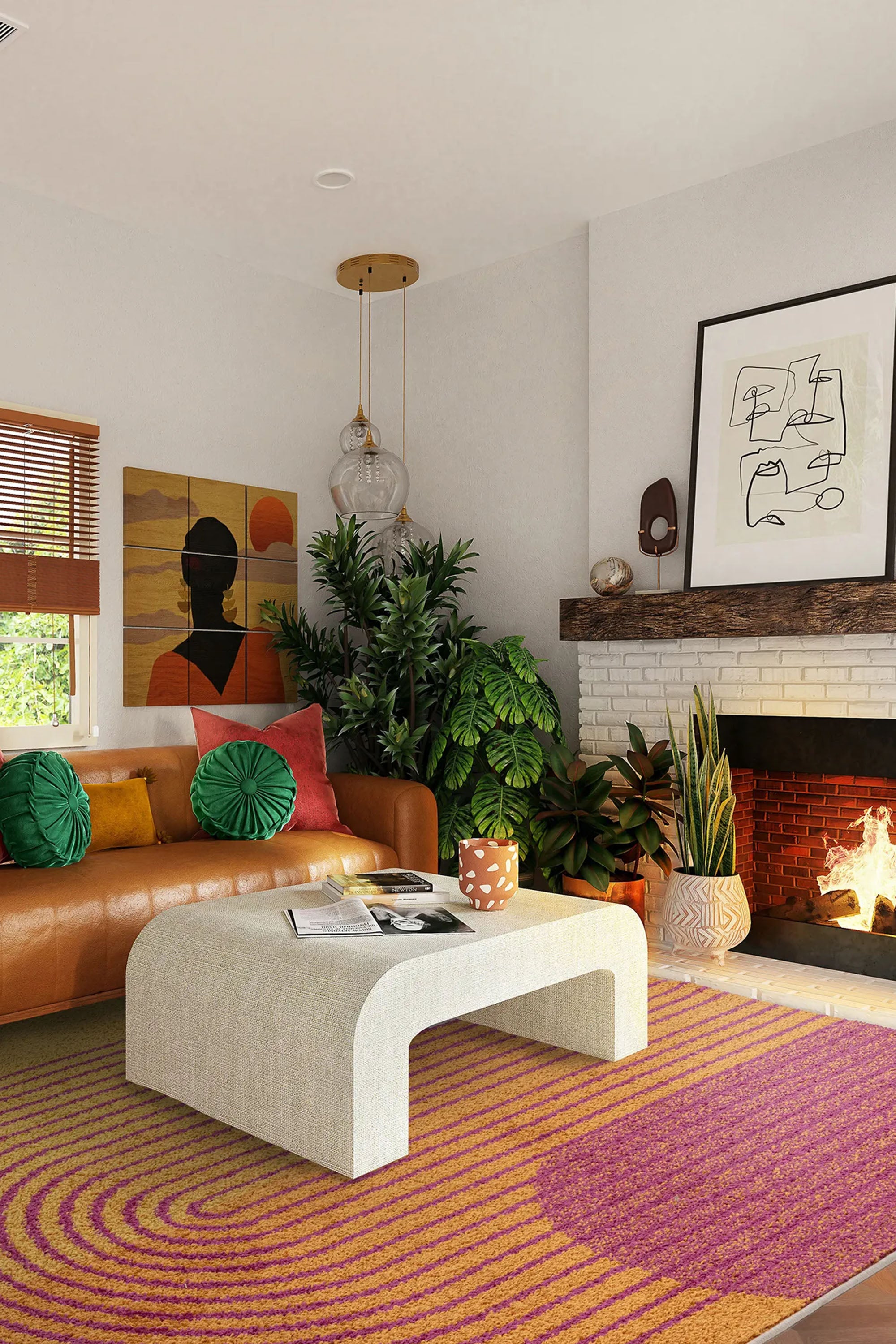 retro orange flatweave rug