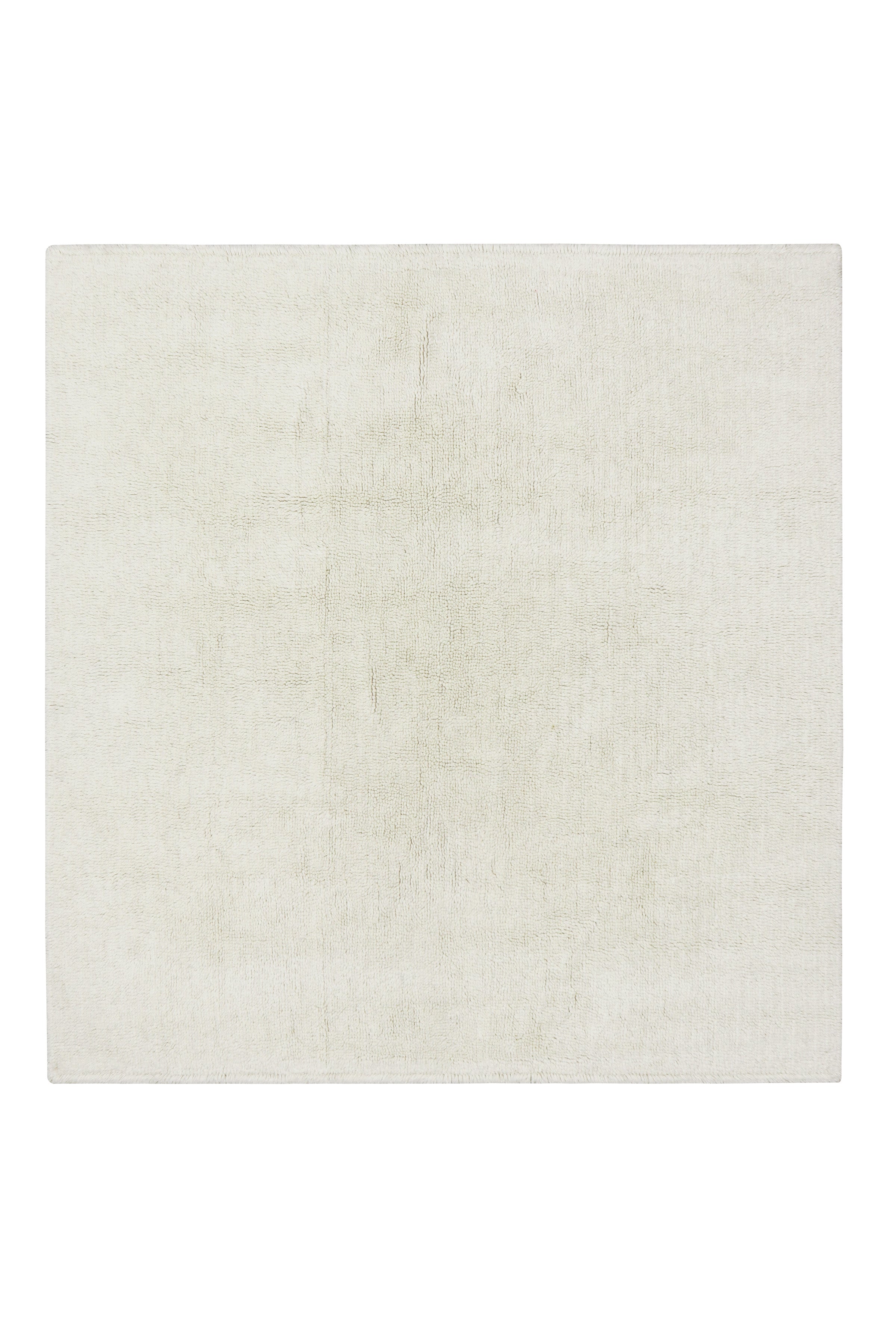 Plain cream rectangle wool rug with soft pile