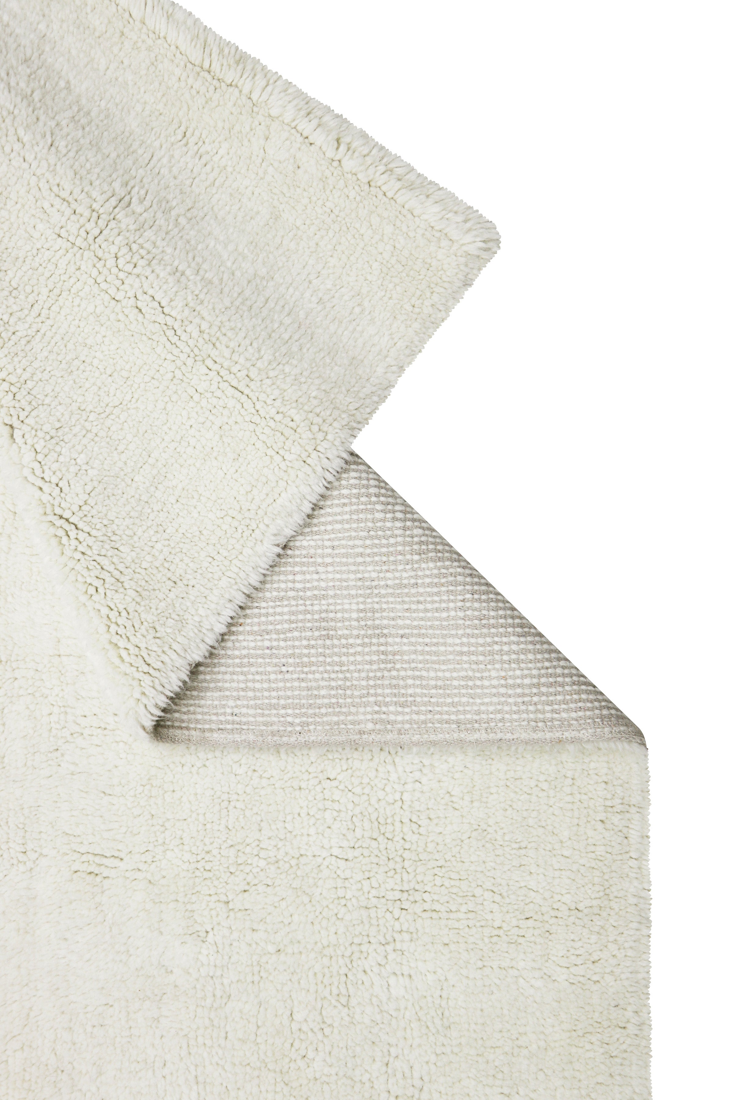 Plain cream rectangle wool rug with soft pile