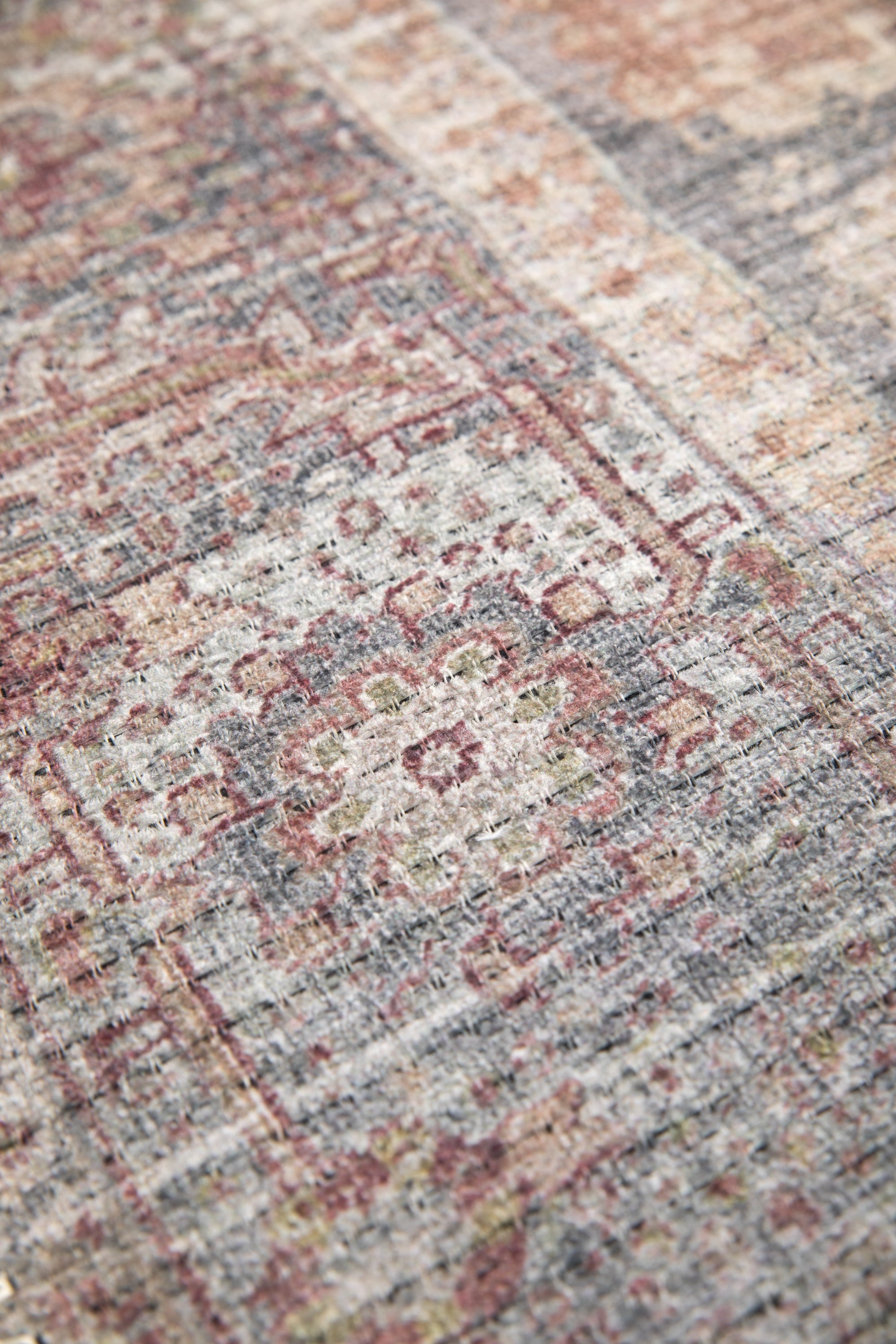Vintage style Persian rug with bordered floral pattern