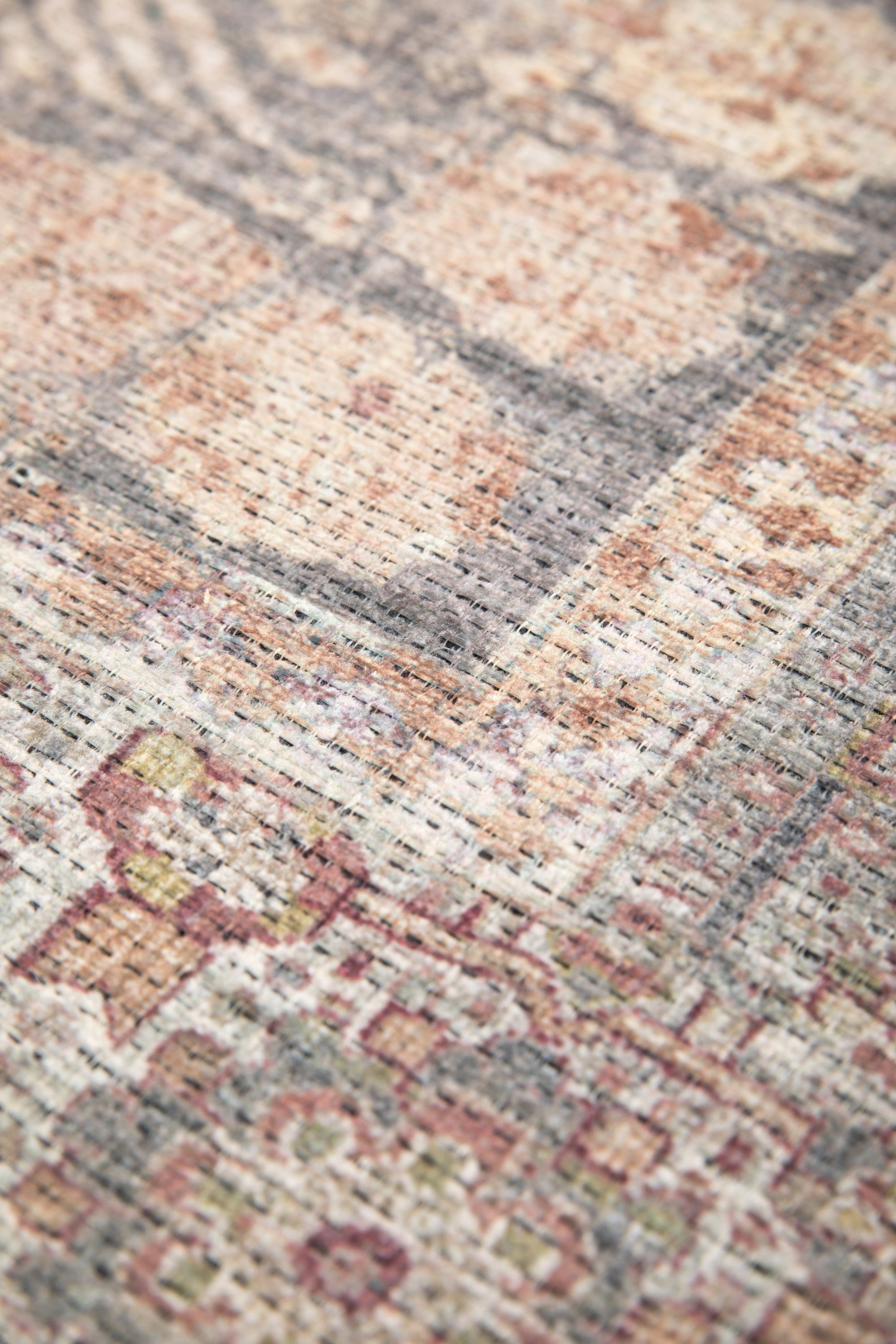 Vintage style Persian rug with bordered floral pattern