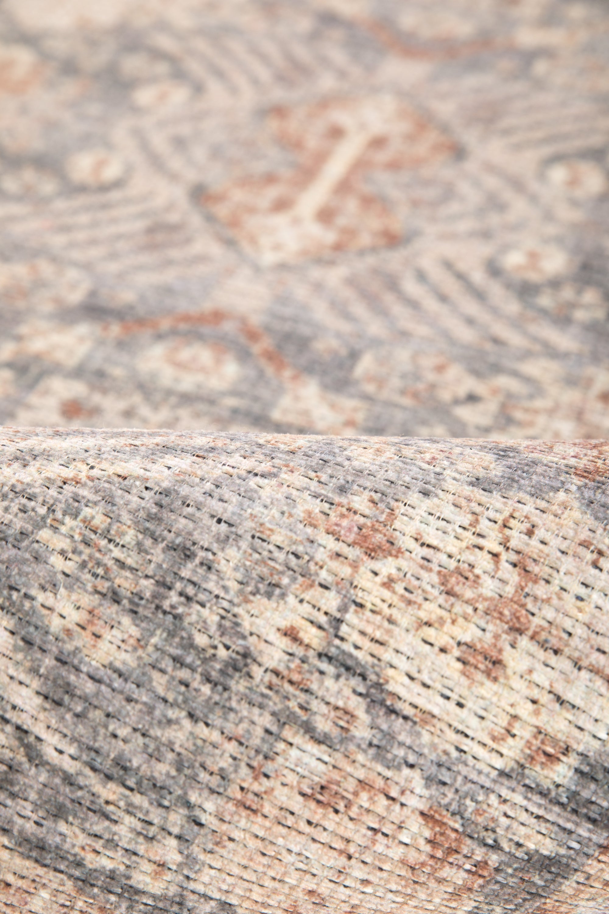 Vintage style Persian rug with bordered floral pattern