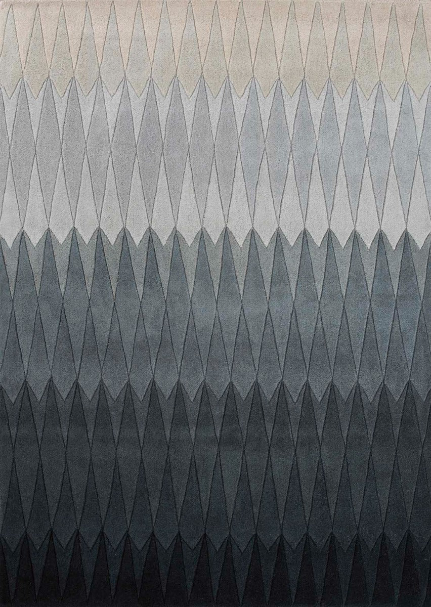 geometric rug with ombre grey design