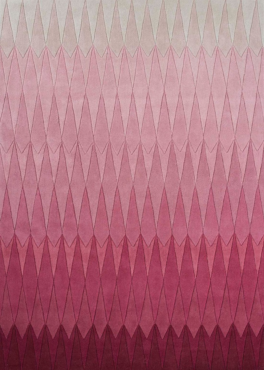 geometric rug with ombre pink design
