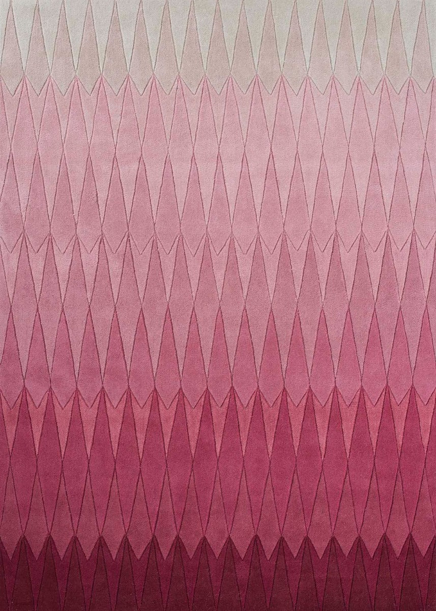 geometric rug with ombre pink design