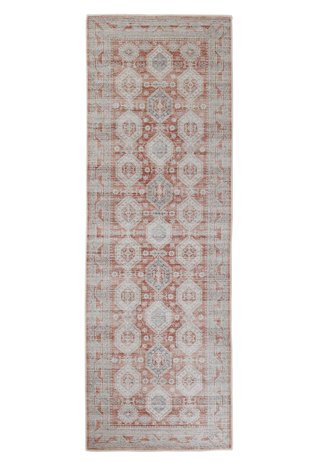 Vintage style bordered red runner