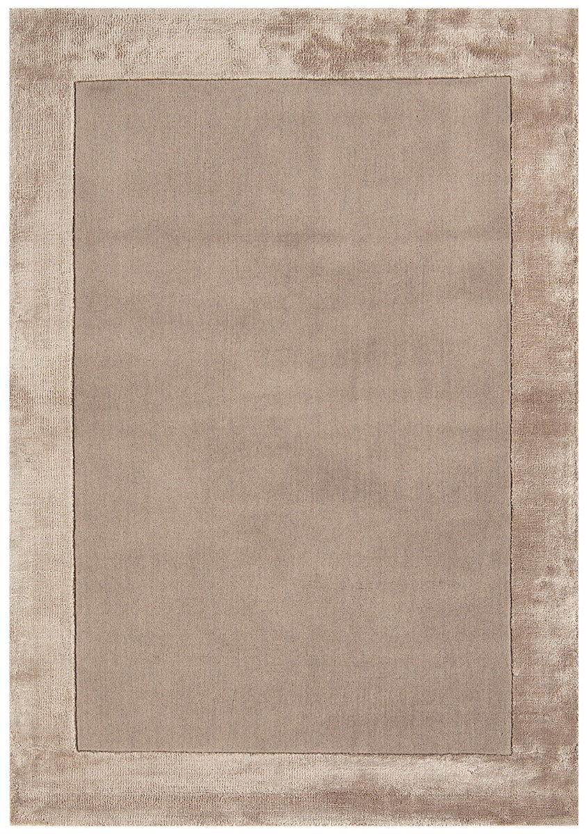 beige wool and viscose rug with a border design