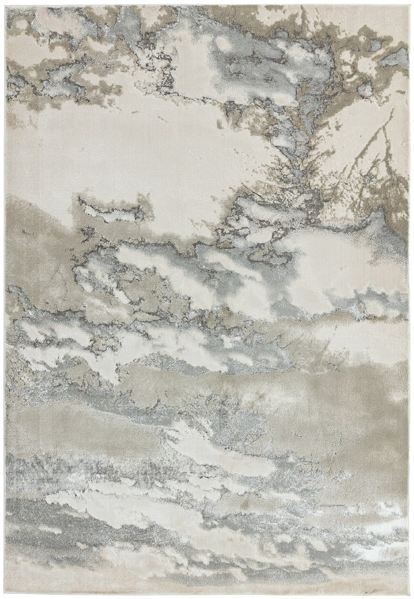 white abstract rug with a marble design