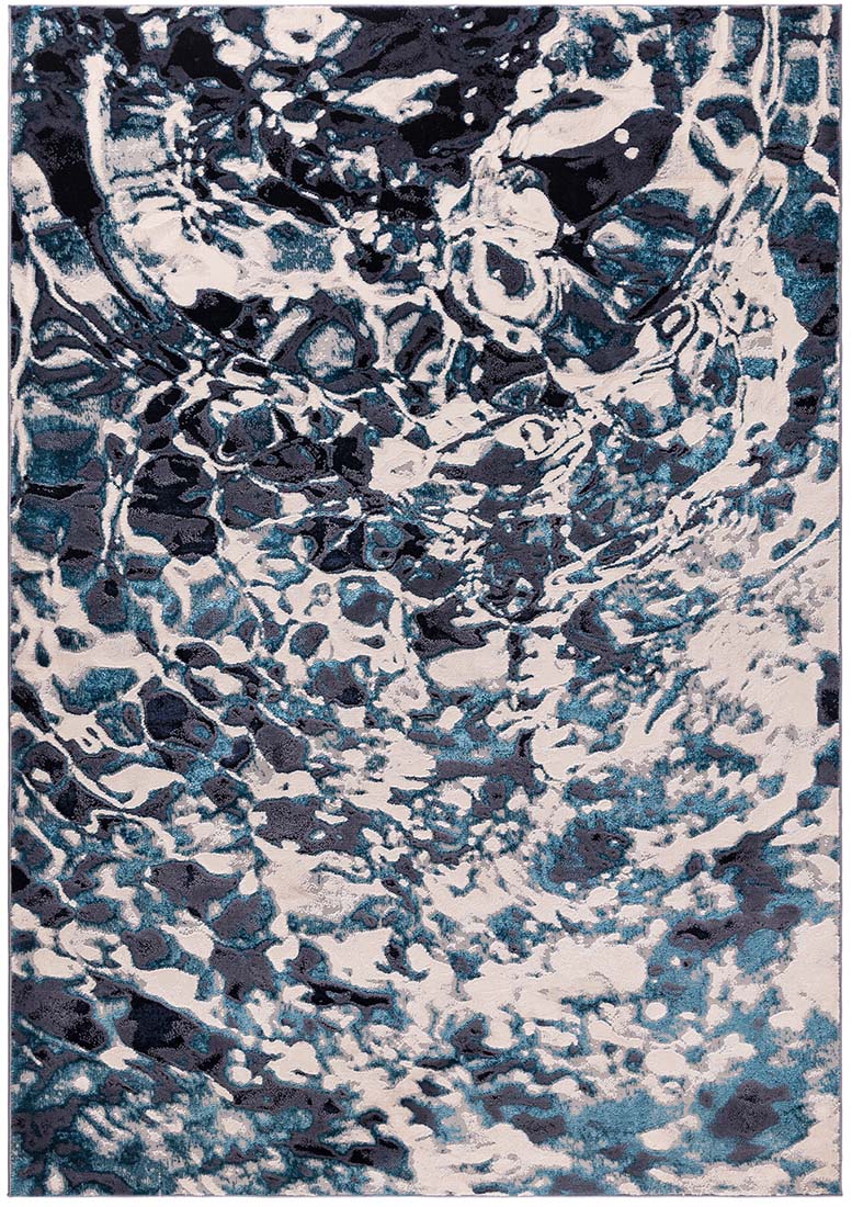 modern abstract blue area rug