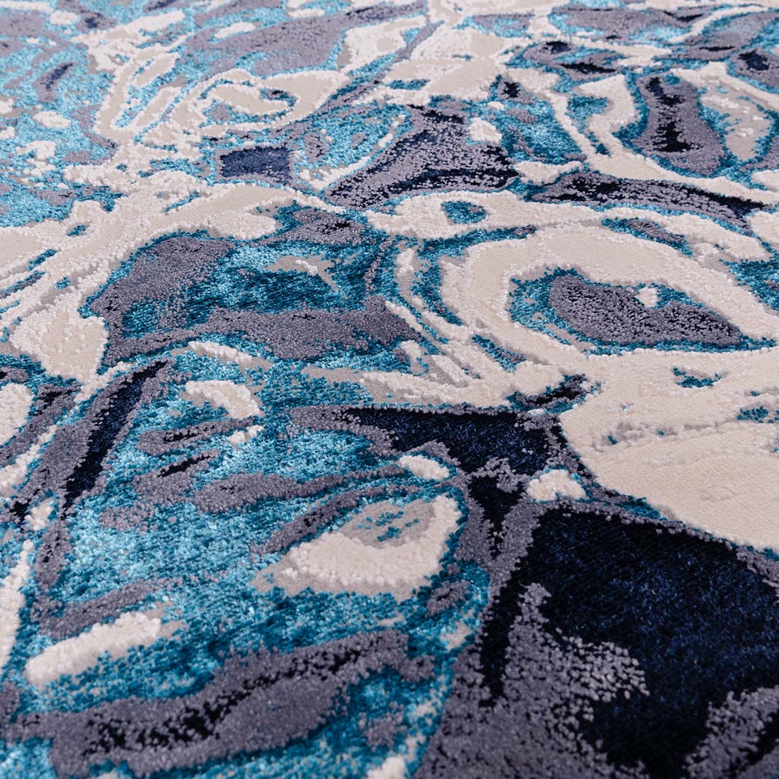 modern abstract blue area rug