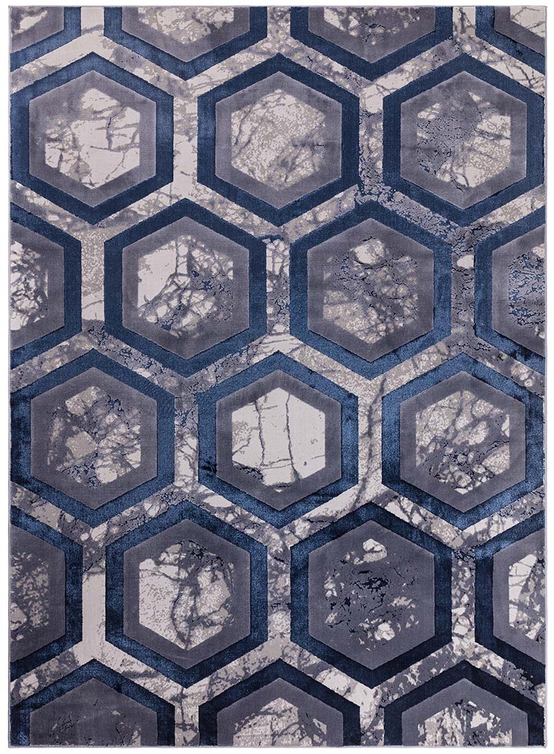 modern geometric blue area rug