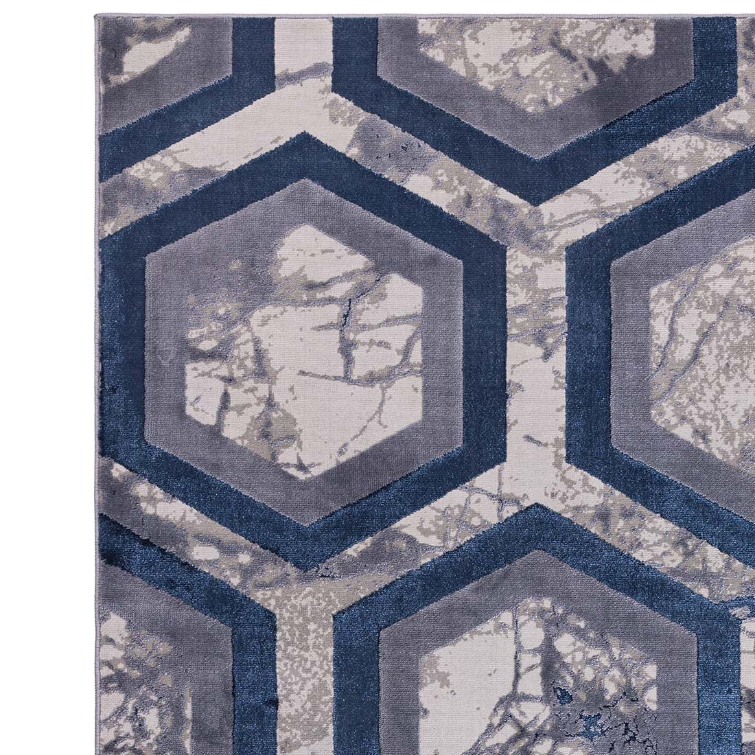 modern geometric blue area rug