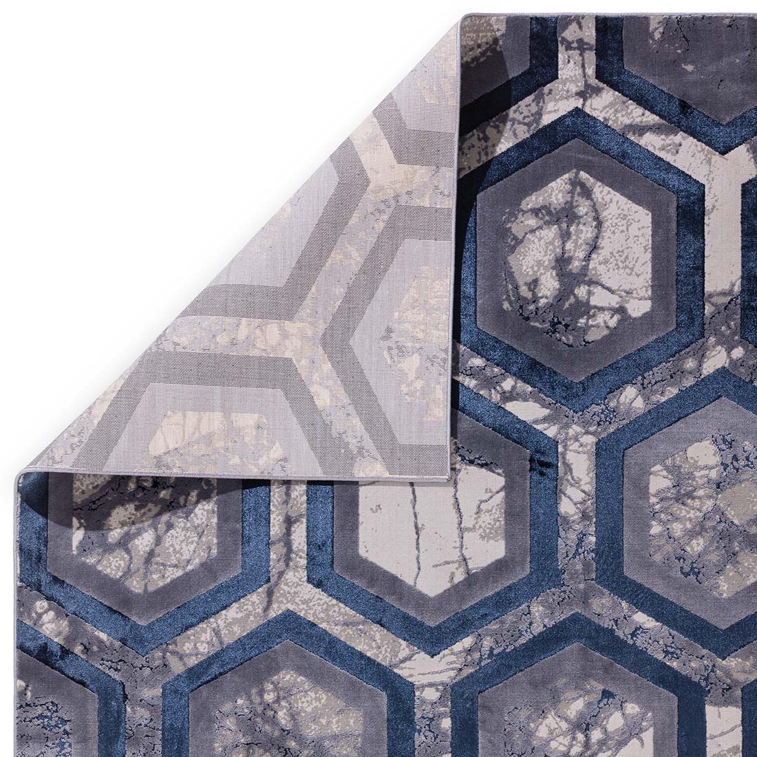 modern geometric blue area rug
