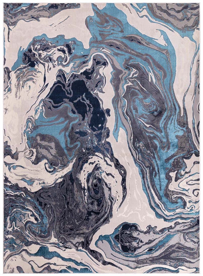 modern abstract blue area rug