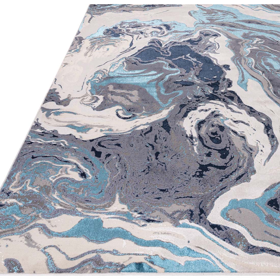 modern abstract blue area rug