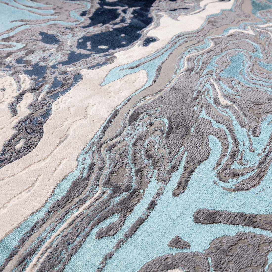 modern abstract blue area rug