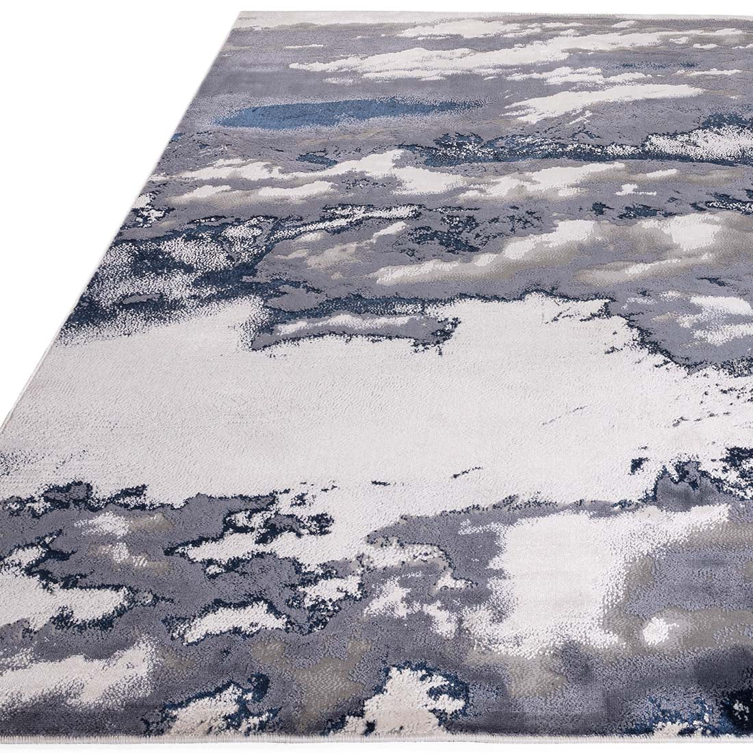 modern abstract blue area rug