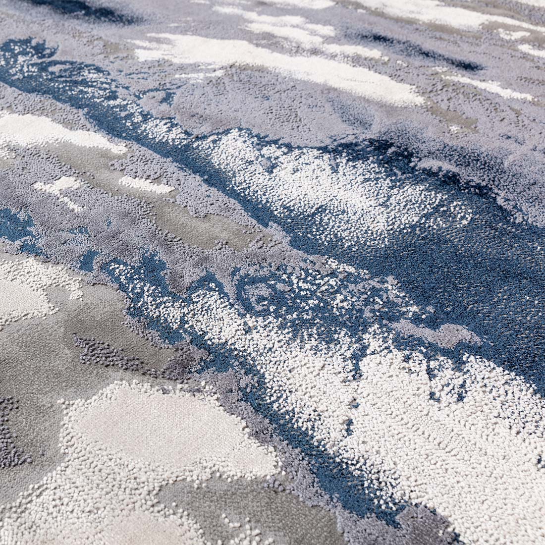modern abstract blue area rug