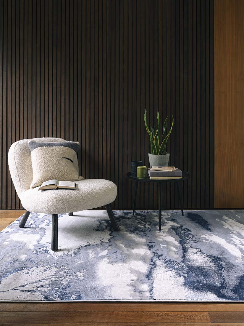 modern abstract blue area rug