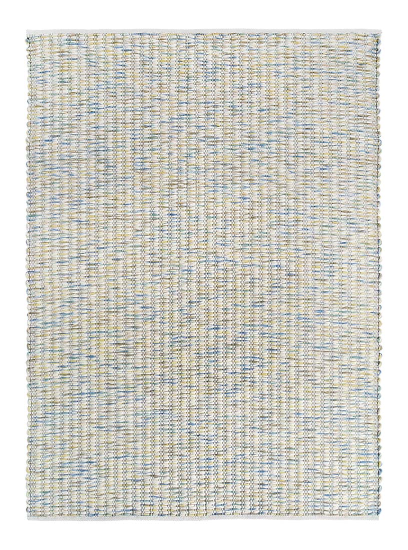 cream, blue, yellow and green textured area rug 
