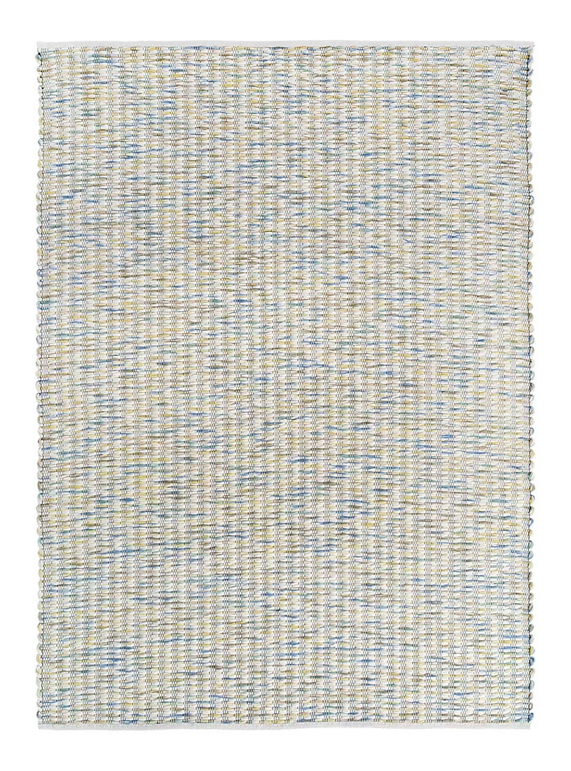 cream, blue, yellow and green textured area rug