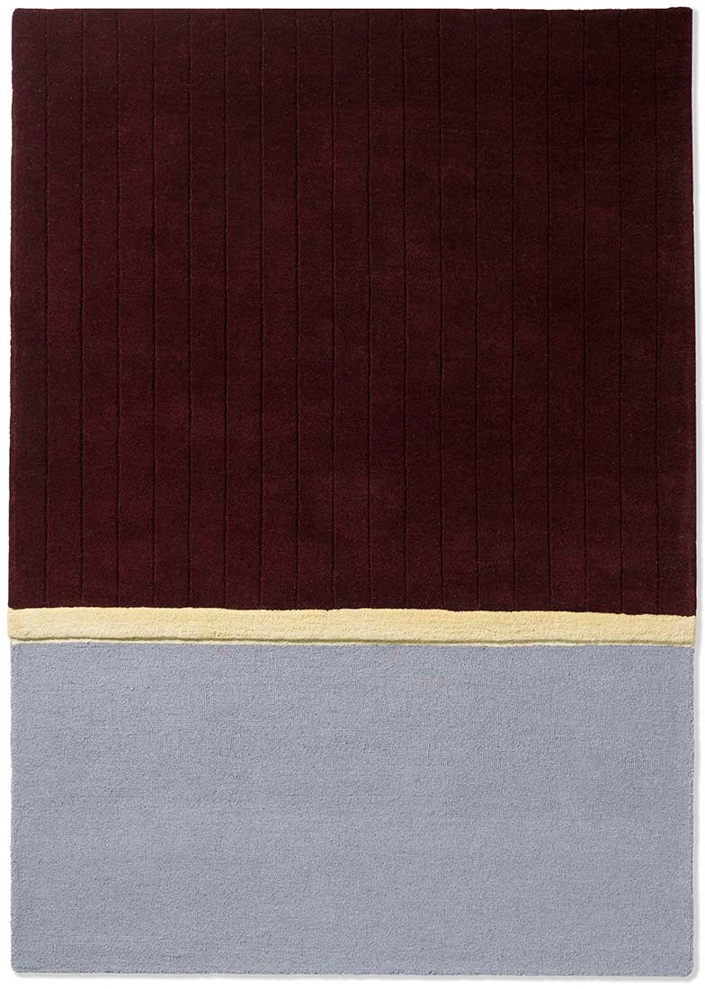 abstract rug in grey, mauve and yellow