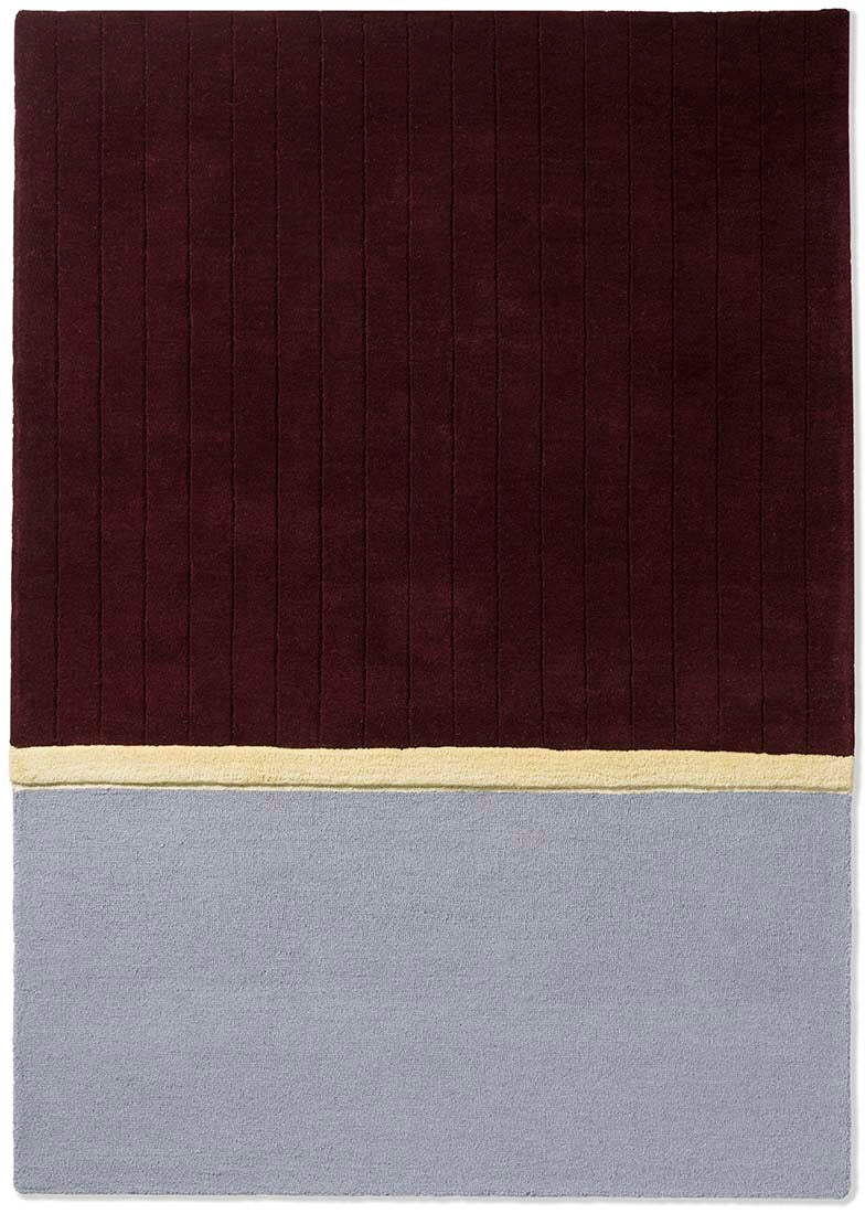 abstract rug in grey, mauve and yellow
