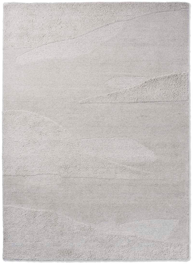 grey wool rug with shapes