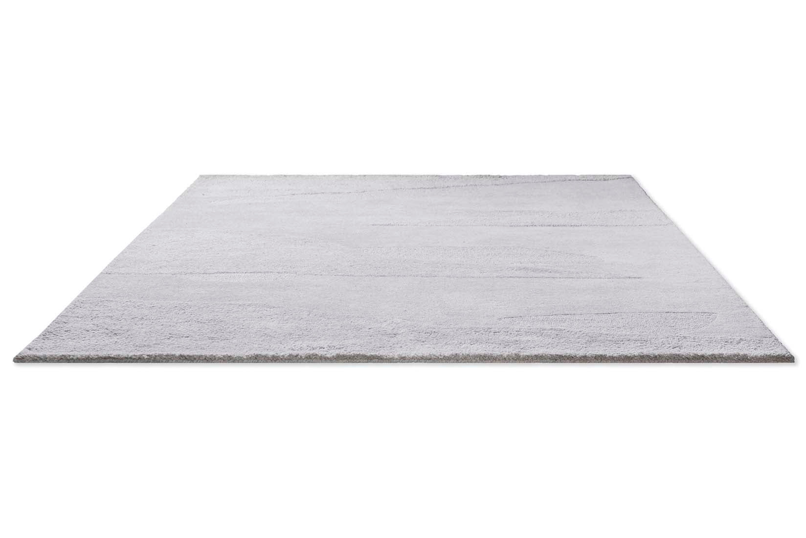 grey wool rug with shapes