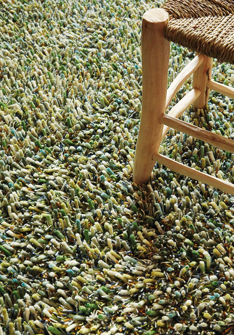 brink and campman green shagpile wool rug